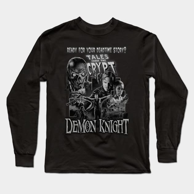 Demon Knight, Classic Horror, (Black & White) Long Sleeve T-Shirt by The Dark Vestiary